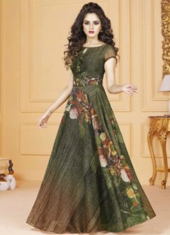 Miraamall Printed Silk Gown
