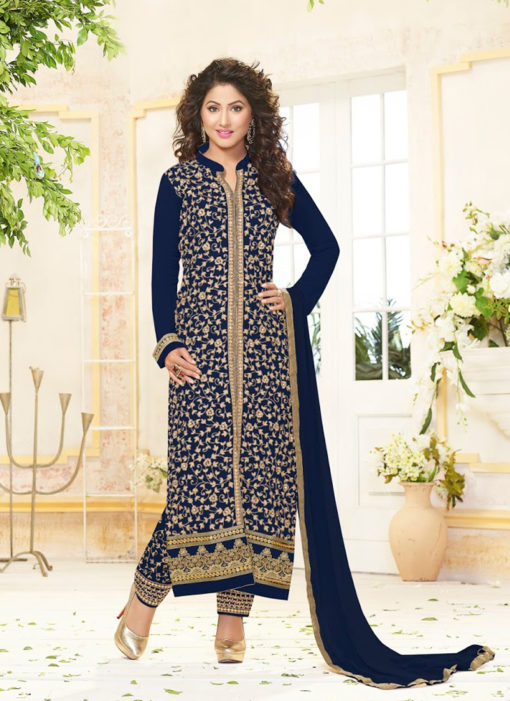 Attractive Hina Khan Blue Designer Salwar Kameez