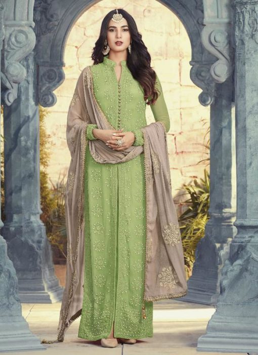 Stunning Green Designer Georgette Party Wear Salwar Kameez