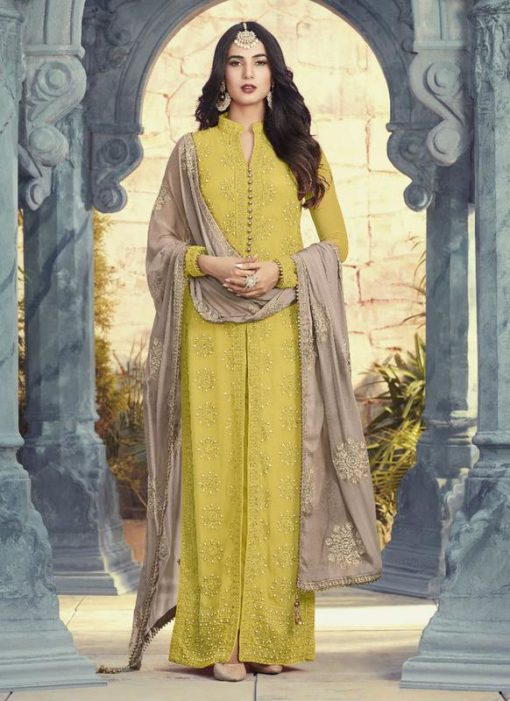 Beautiful Yellow Gerogette Designer Party Wear Salwar Kameez