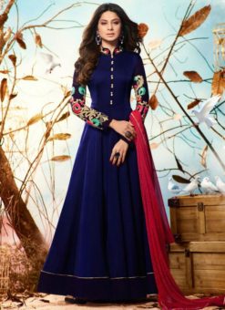 Dazzling Blue Georgette Designer Party Wear Salwar Suit