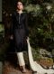 Graceful Navy Blue Georgette Embroidered Work Designer Straight Suit