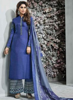 Excellent Blue Banarasi Silk Party Wear Plazzo Suit