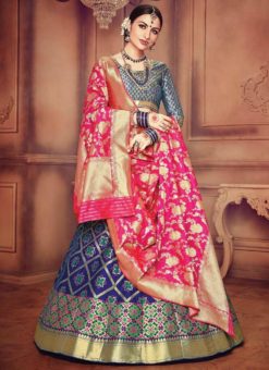 Latest Banarasi Silk Designer Blue Lehenga Choli