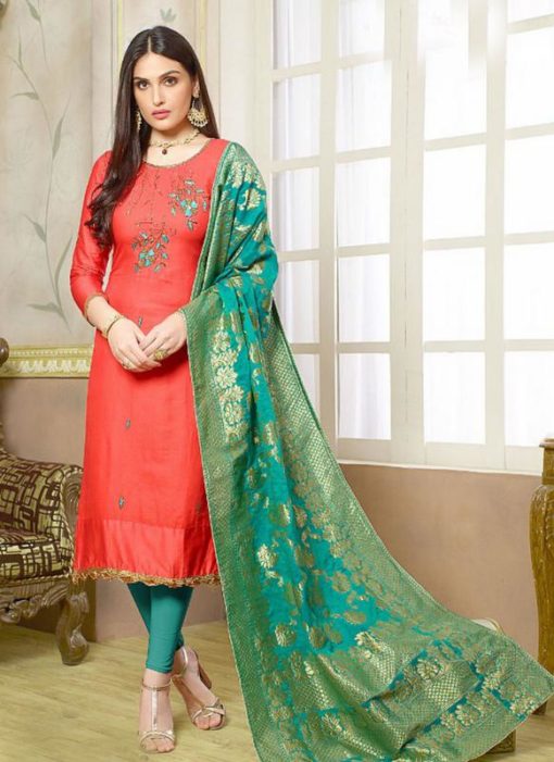 Lovely Pink Cotton Silk Designer Salwar Kameez