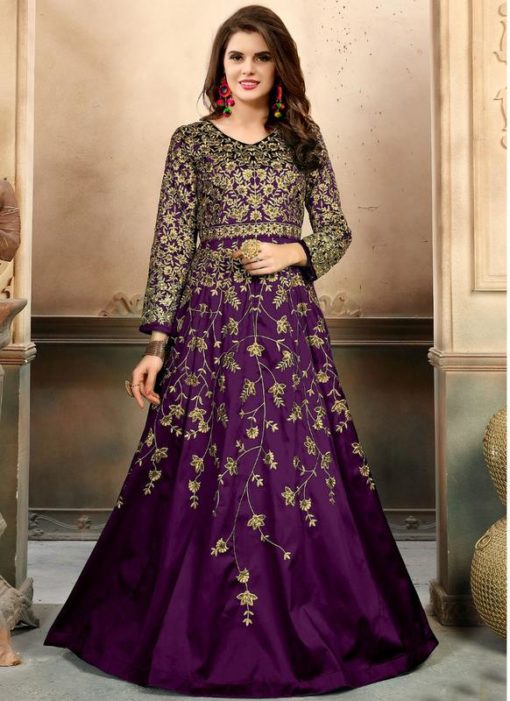 Lovely Purple Embroidered Work Party Wear Salwar Suit