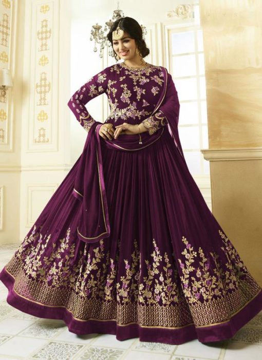Attractive Purple Designer Party Wear Georgette Salwar Kameez