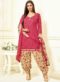Fantastic Red Cotton Printed Punjabi Dress