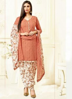 Wonderful Cotton Brown Printed Punjabi Dress