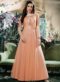 Elegant Peach Net Designer Party Wear Gown