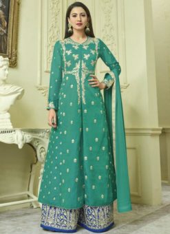 Luxurious Green Georgette Designer Party Wear Salwar Kameez
