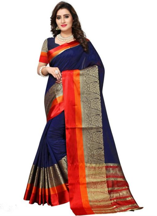 Captivate Navy Blue Chanderi Silk Traditional Wear Saree