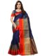 Amazing Navy Blue Chanderi Silk Traditional Wear Saree