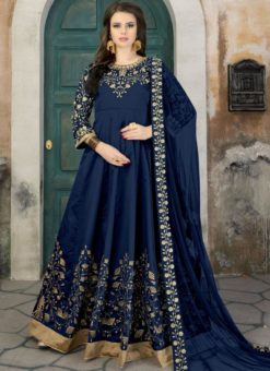Fabulous Blue Tapeta Silk Party Wear Designer Anarkali Salwar Suit