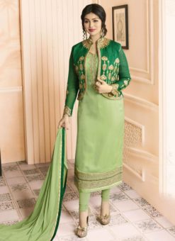 Gorgeous Green Georgette Designer Party Wear Churidar Suit