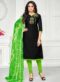 Adorable Green Chanderi Cotton Party Wear Straight Salwar Suit
