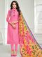Stupendous Pink Chanderi Cotton Party Wear Straight Salwar Suit