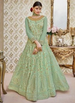 Stylish Green Net Designer Wedding Wear Salwar Kameez