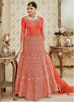 Opulent Orange Silk Designer Wedding Wear Salwar Kameez