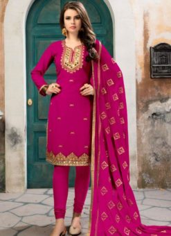 Attractive Pink Georgette Party Wear Churidar Suit