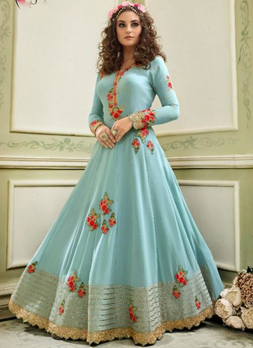 Amazing Blue Georgette Designer Party Wear Anarkali Salwar Kameez