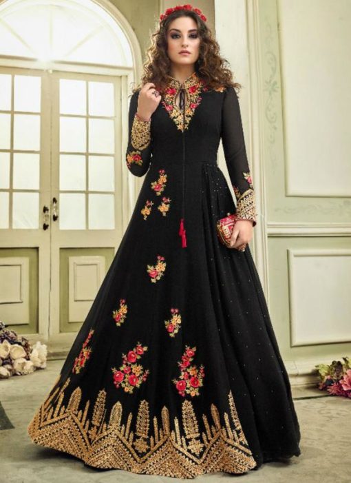 Attractive Black Georgette Party Wear Designer Anarkali Salwar Kameez