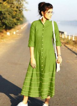 Incredible Green Cotton Casual Wear Kurti
