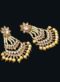 Beautified with Stone And Bead Work Golden Earrings Set