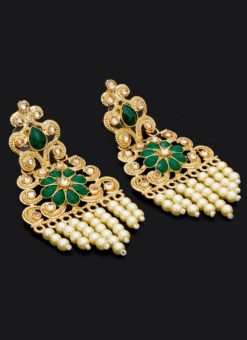 Lovely Beautified With Stone And Moti Work Earrings Set