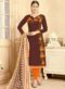 Splendid Beige Chandri Silk Party Wear Churidar Suit
