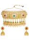 Lovely Golden Color Beautrified With Maroon Colored Moti Necklace Set