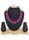 Beautified With Dark Green Colored Motis Necklace Set