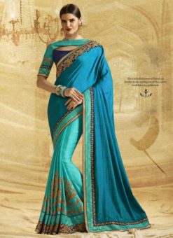 Magnificent Blue Designer Wedding Wear Saree