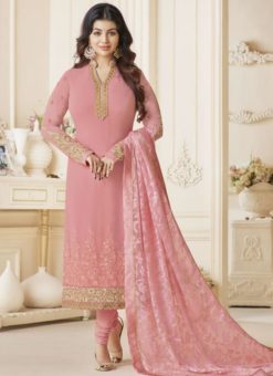 Exquisite Pink Georgette Party Wear Churidar Salwar Suit