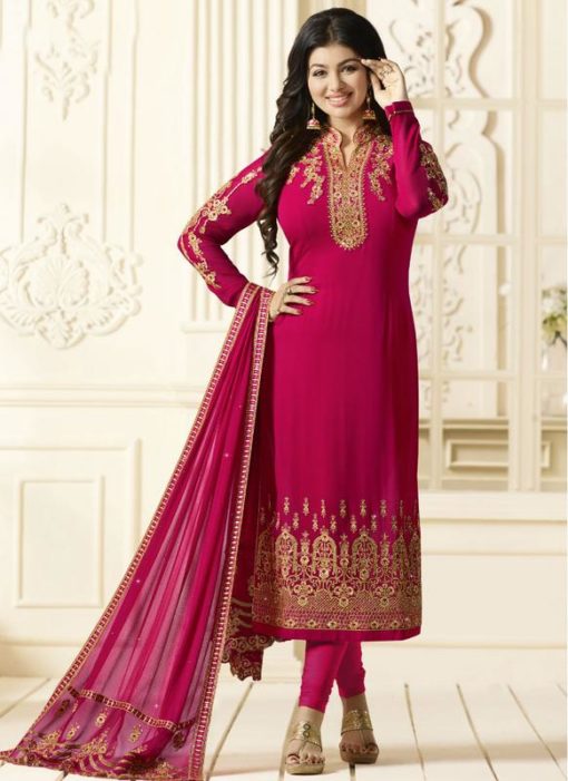 Graceful Pink Georgette Party Wear Churidar Salwar Suit