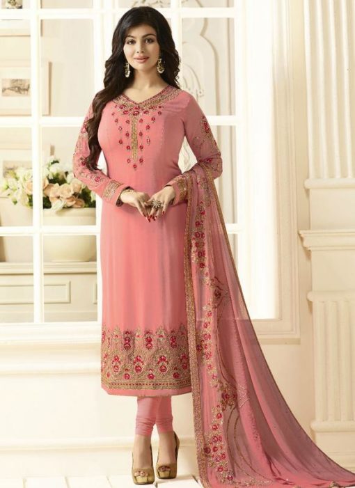 Amazing Pink Georgette Party Wear Churidar Salwar Suit