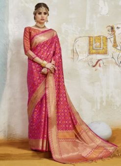 Pretty Pink Silk Traditional Wear Saree