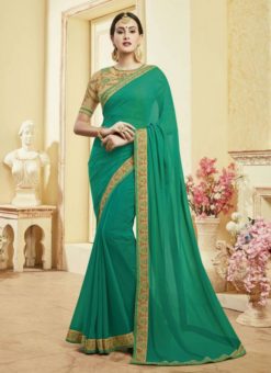 Gorgeous Green Georgette Party Wear Saree
