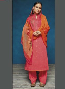 Alluring Pink Satin Jacquard Printed Casual Wear Palazzo Suit