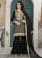 Attractive Green Art Silk Designer Embroidered Work Palazzo Suit