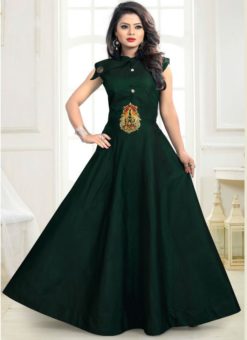 Attractive Green Tapeta Silk Party Wear Gown