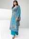 dazzling Sea Green Cotton Printed Party Wear Salwar Suit