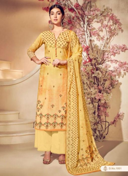 Lavish Yellow Cotton Digital Printed Designer Palazzo Suit
