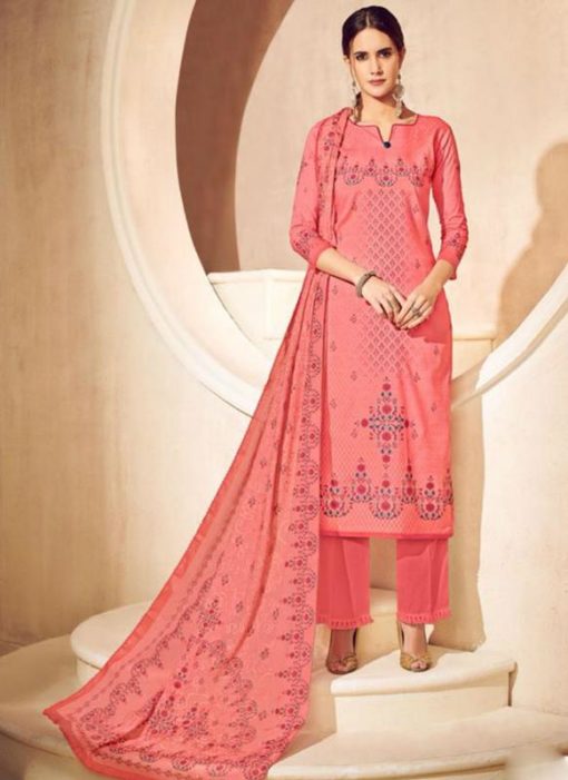luxurious Pink Cotton Digital Printed Designer Palazzo Suit