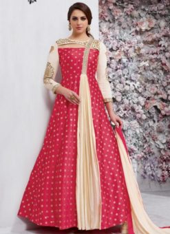 Charming Pink Tapeta Silk Designer Party Wear Anarkali Salwar Kameez