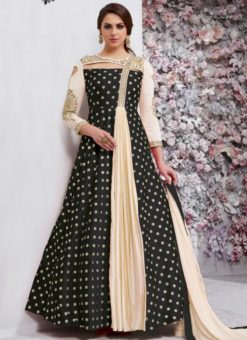 Adorable Black Tapeta Silk Designer Anarkali Salwar Kameez