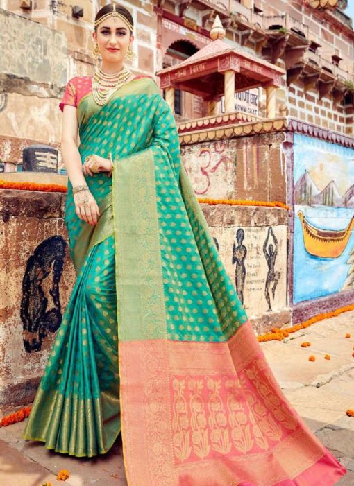 Resplendent Green Banarasi Silk Wedding Wear Saree