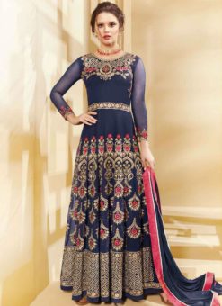 Wonderful Blue Georgette Embroidered Work Designer Anarkali Salwar Suit