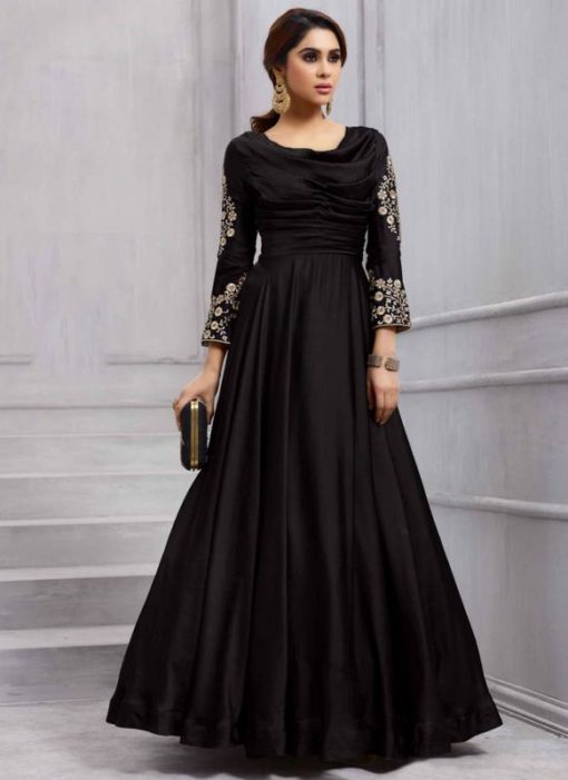 Elegant Black Silk Designer Salwar Kameez