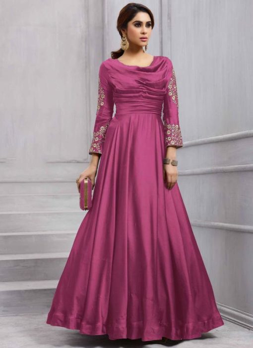 Excellent Pink Silk Designer Salwar Kameez
